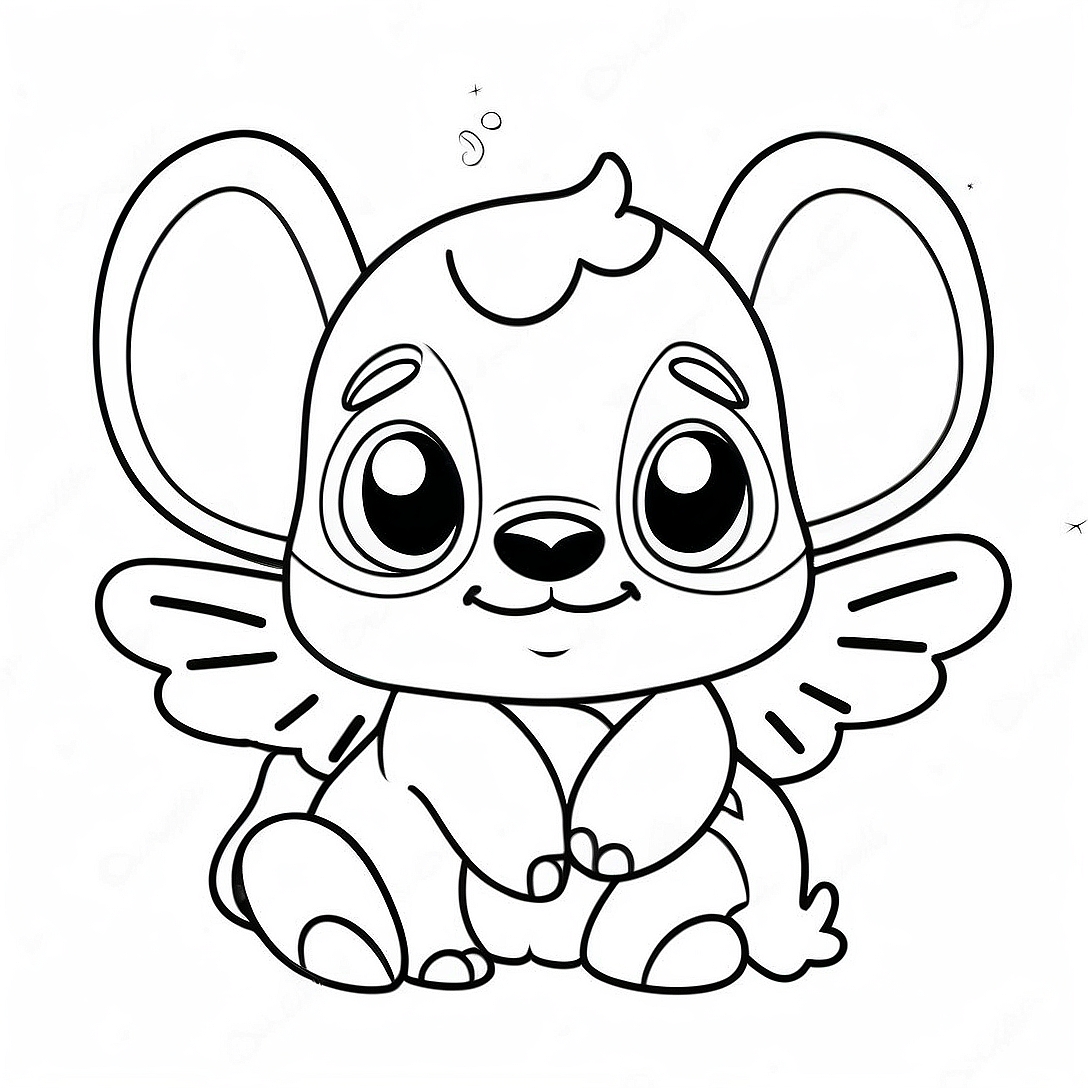 Cute Stitch and Angel Coloring Page | Stitch and Angel coloring page