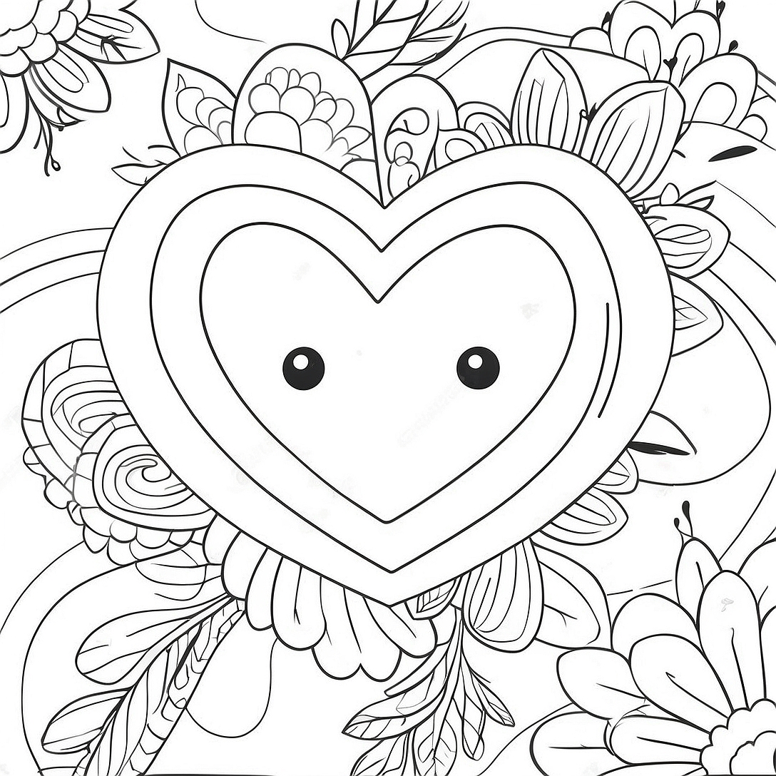 Cute Heart-Shaped Valentines Coloring Page | Preschool Valentines coloring page
