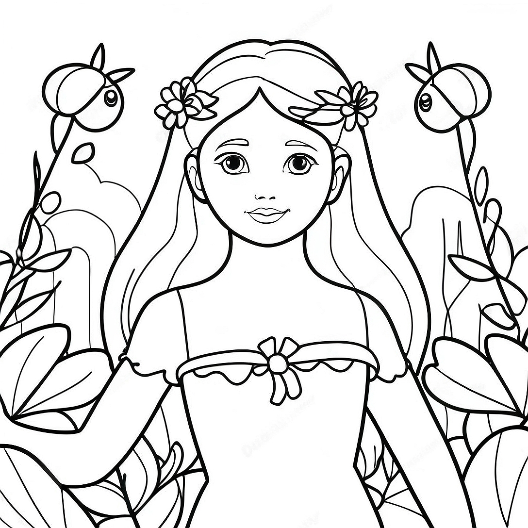 Flora in Enchanted Garden Coloring Page | Winx Club Flora coloring page