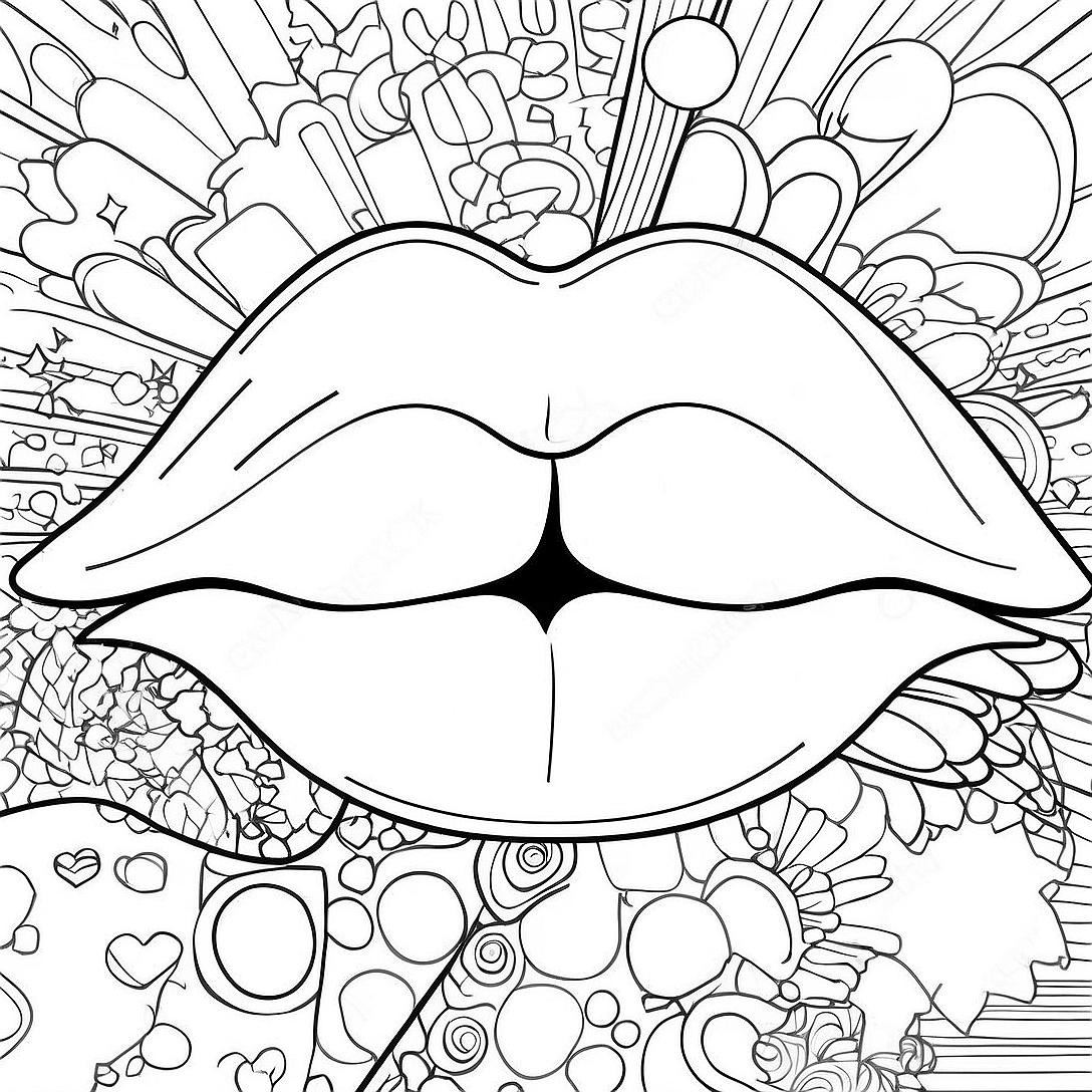 Pop Art Lips Coloring Page | Pop Art Lips coloring page