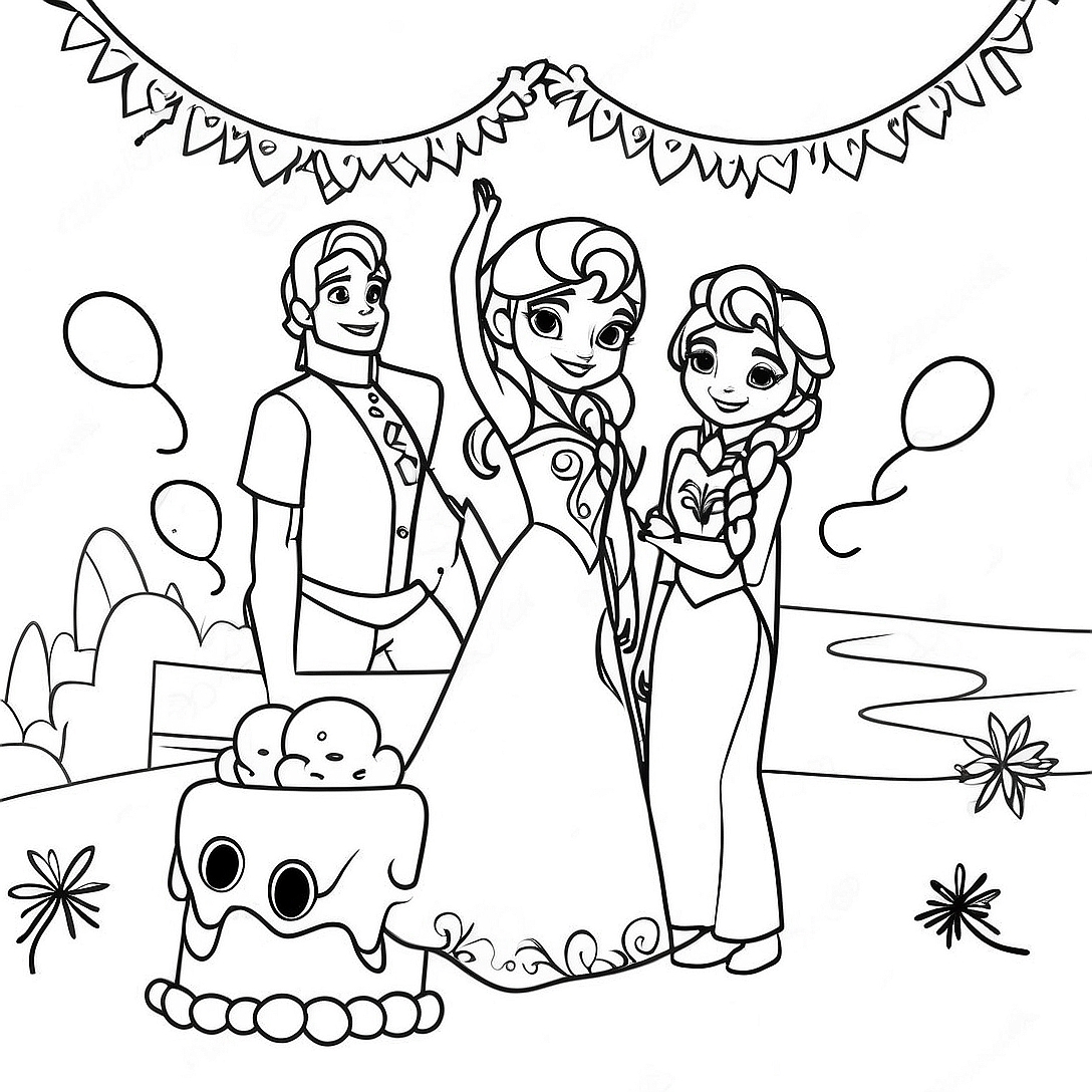 Frozen Birthday Party Coloring Page | Frozen Birthday coloring page