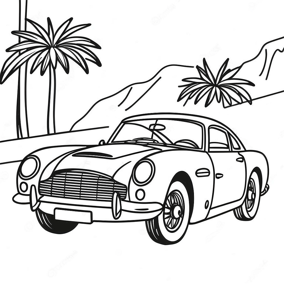 Classic James Bond Car Coloring Page | James Bond coloring page