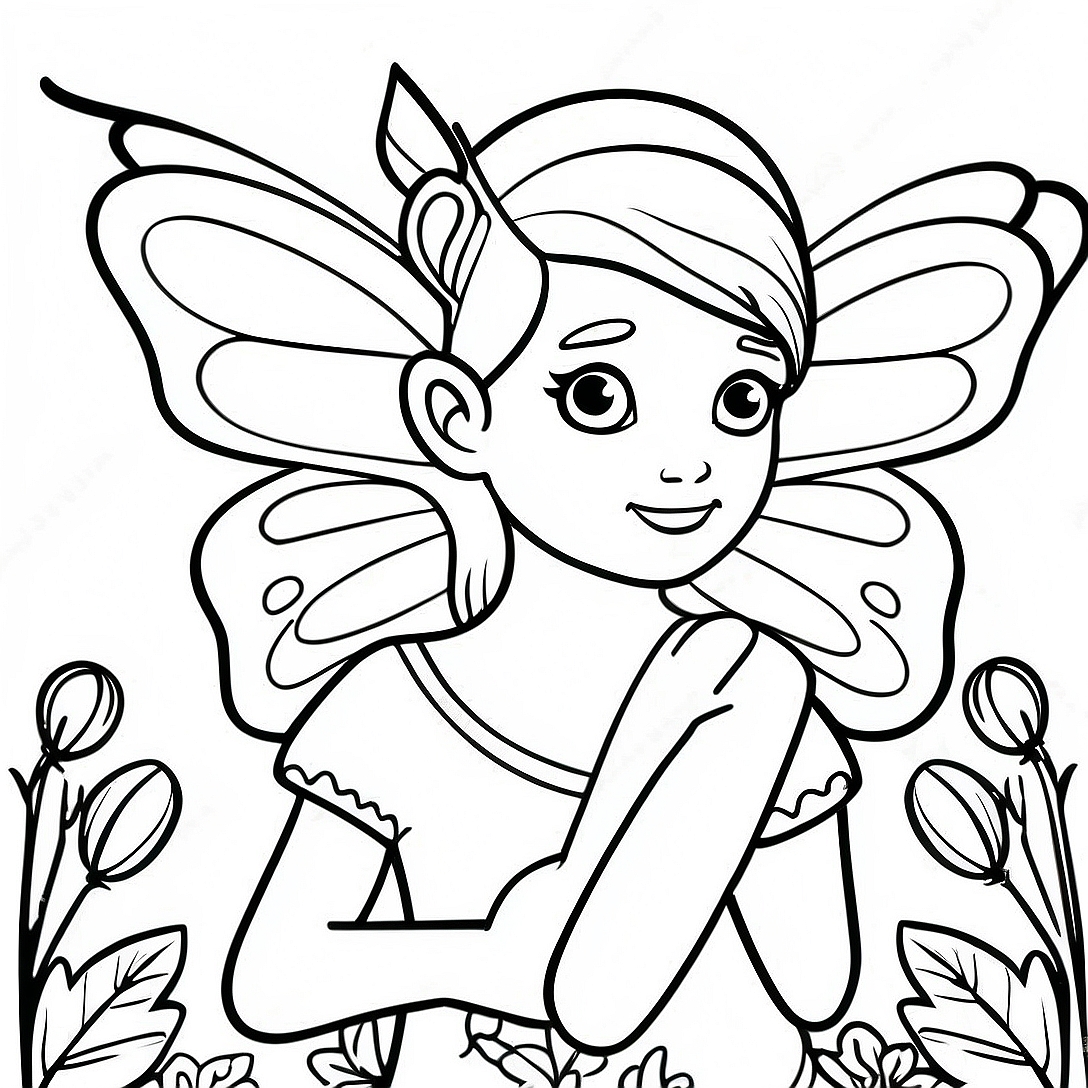 Butterfly Fairy in a Magical Garden Coloring Page | Butterfly Fairy coloring page