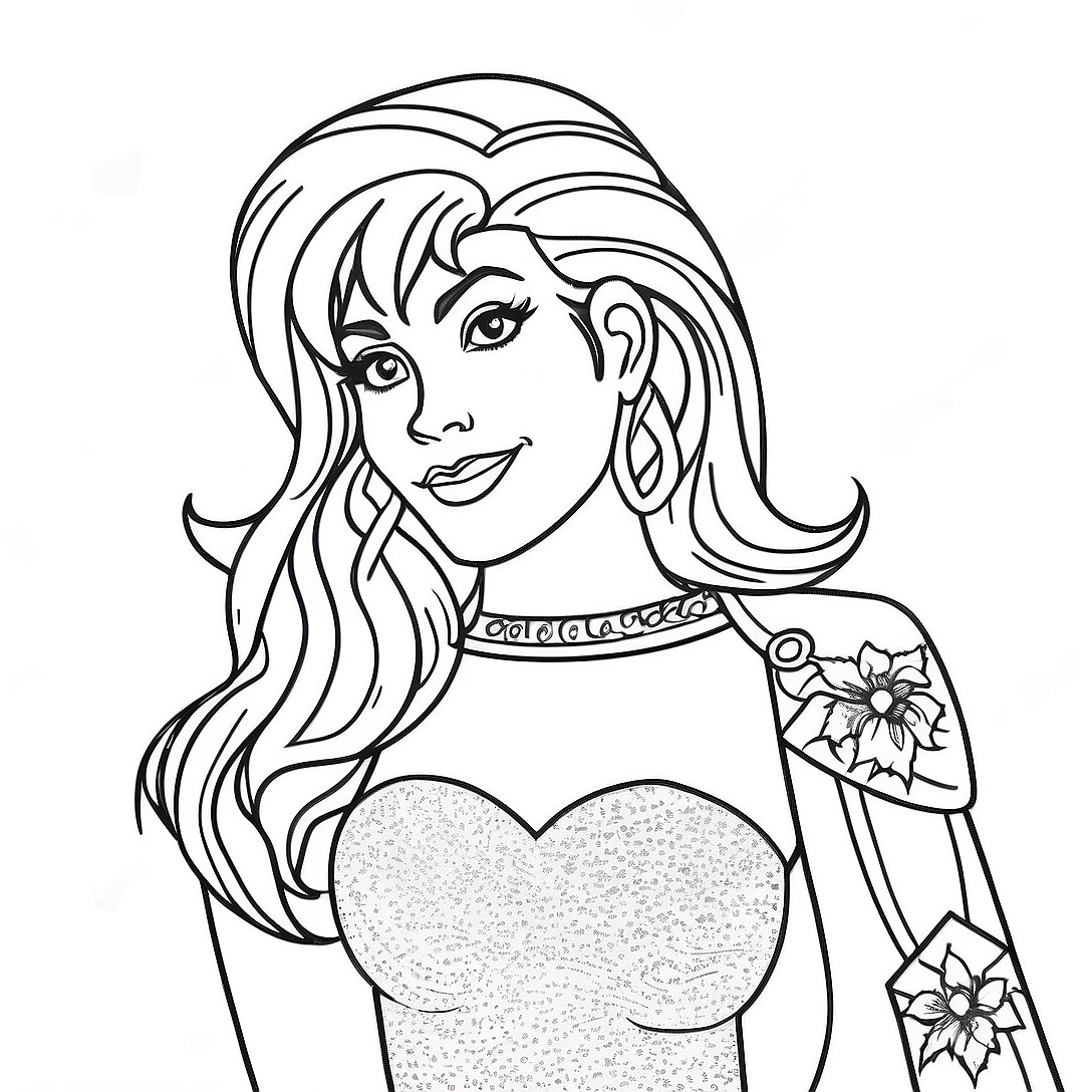 Jem in Sparkly Outfit Coloring Page | Jem and the Holograms coloring page