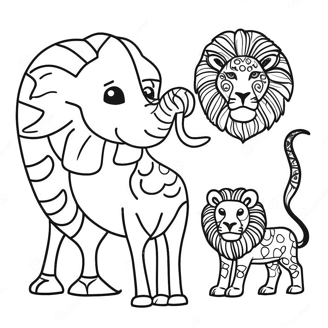 Colorful African Animals Coloring Page | Africa coloring page