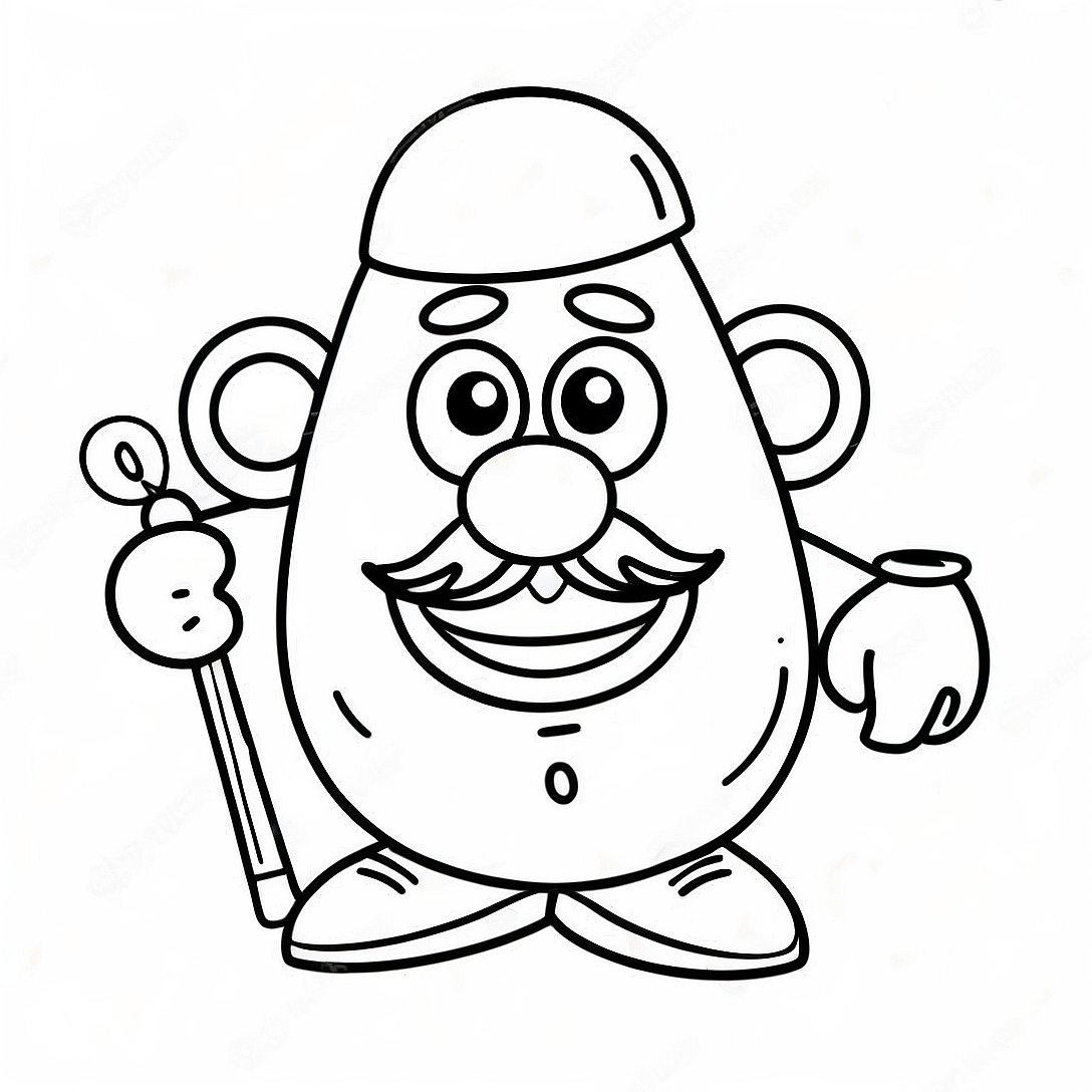 Funny Mr Potato Head with Accessories Coloring Page | Mr Potato Head coloring page