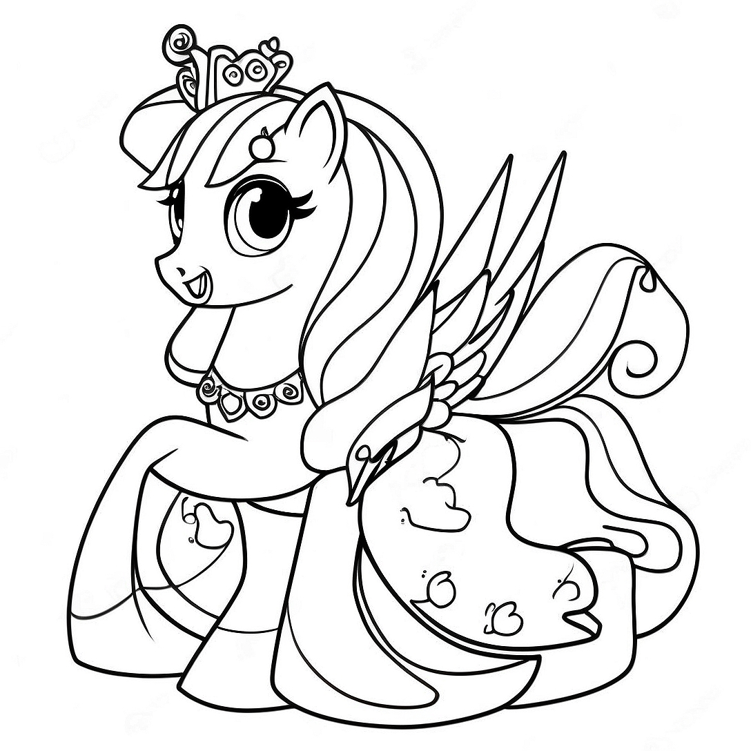 Princess Cadence in a Sparkling Dress Coloring Page | Princess Cadence coloring page
