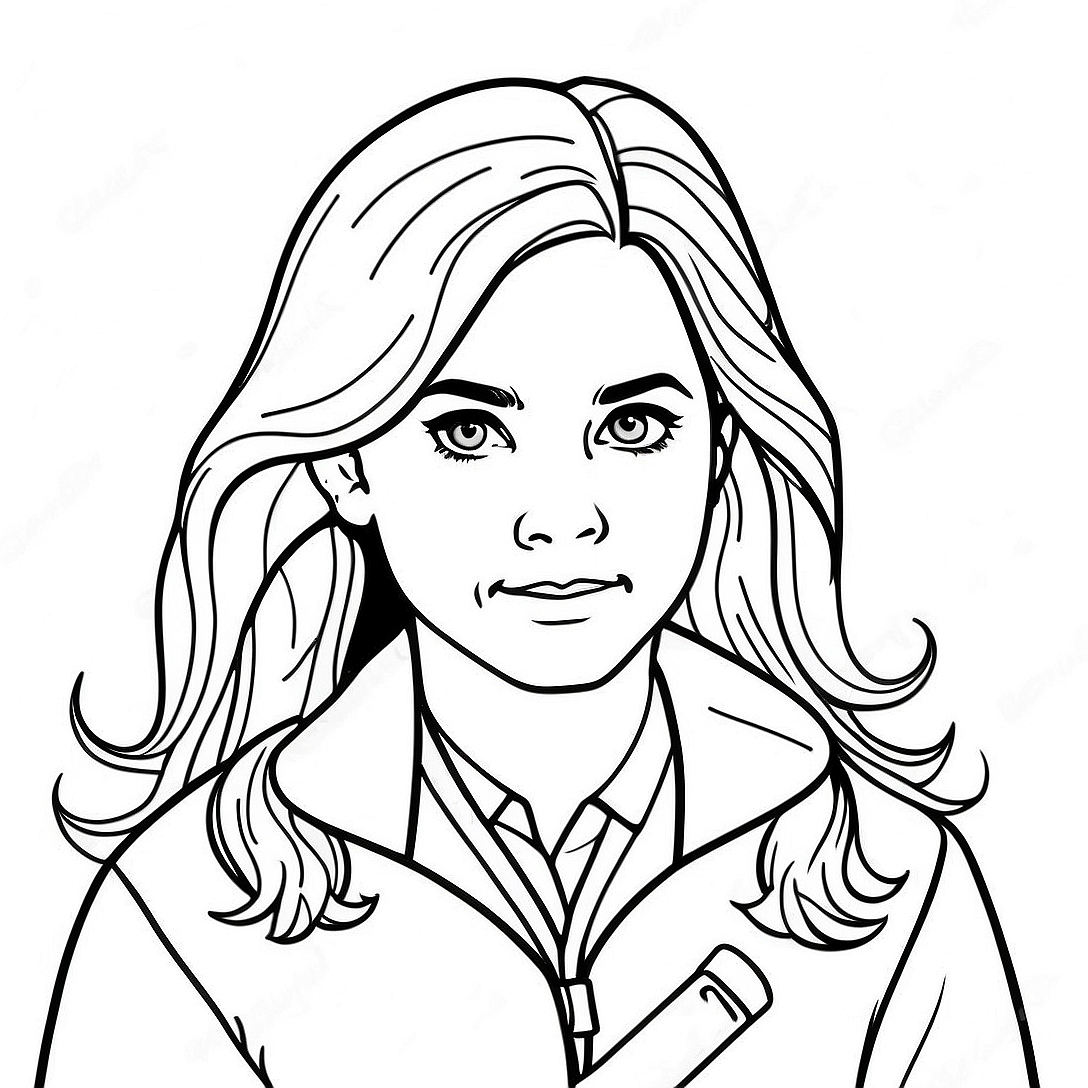 Hermione Granger Magical Adventure Coloring Page | Hermione Harry Potter coloring page