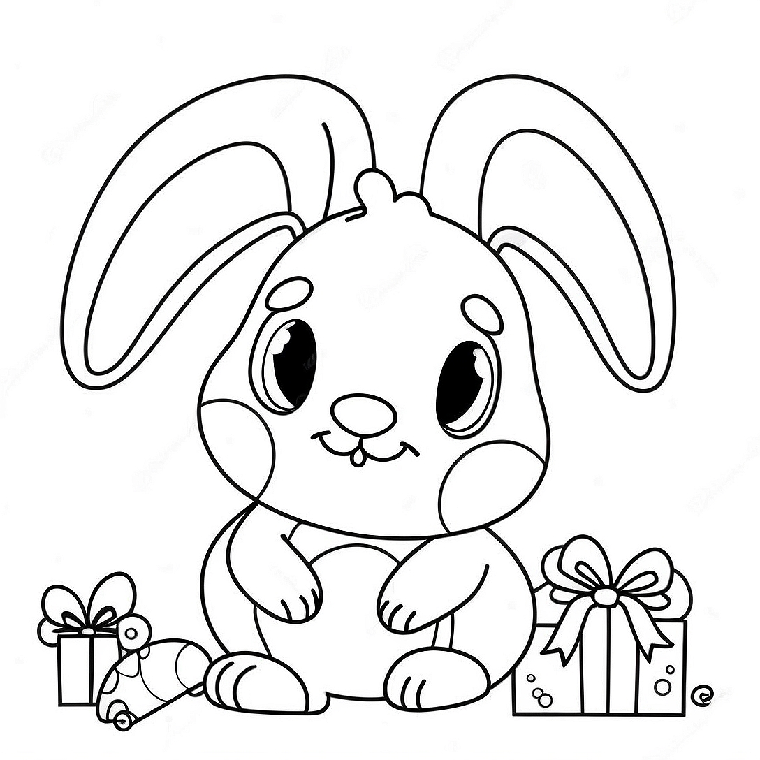 Christmas Bunny Coloring Page | Christmas Bunny coloring page