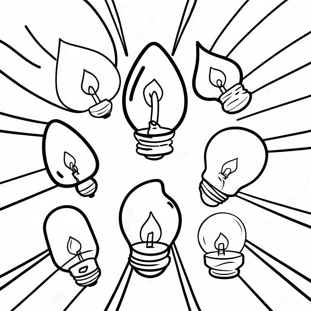 Colorful Christmas Light Bulbs Coloring Page | Christmas Light Bulb coloring page