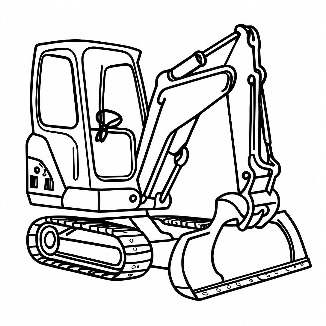 Backhoe Construction Vehicle Coloring Page | Backhoe coloring page