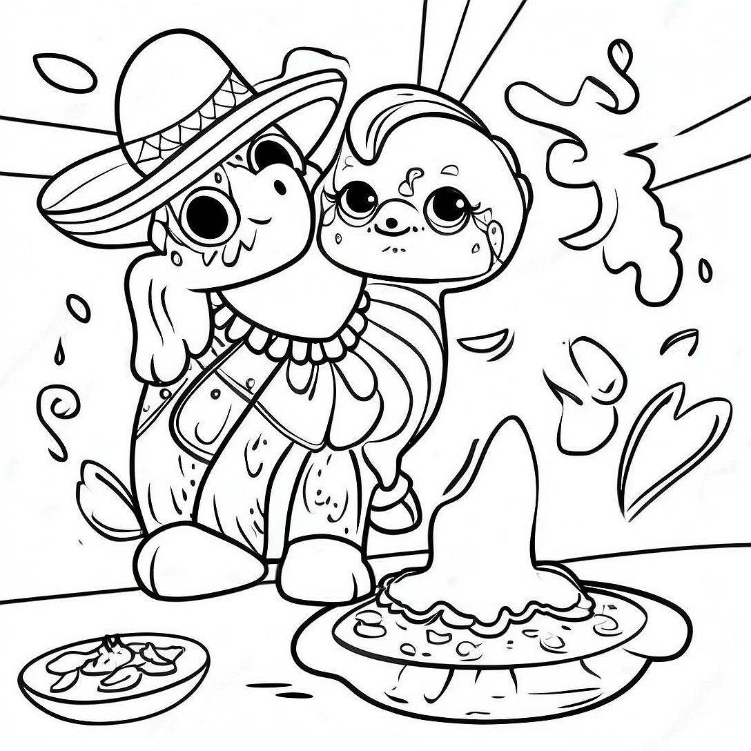 Colorful Mexican Fiesta Coloring Page | Mexico coloring page