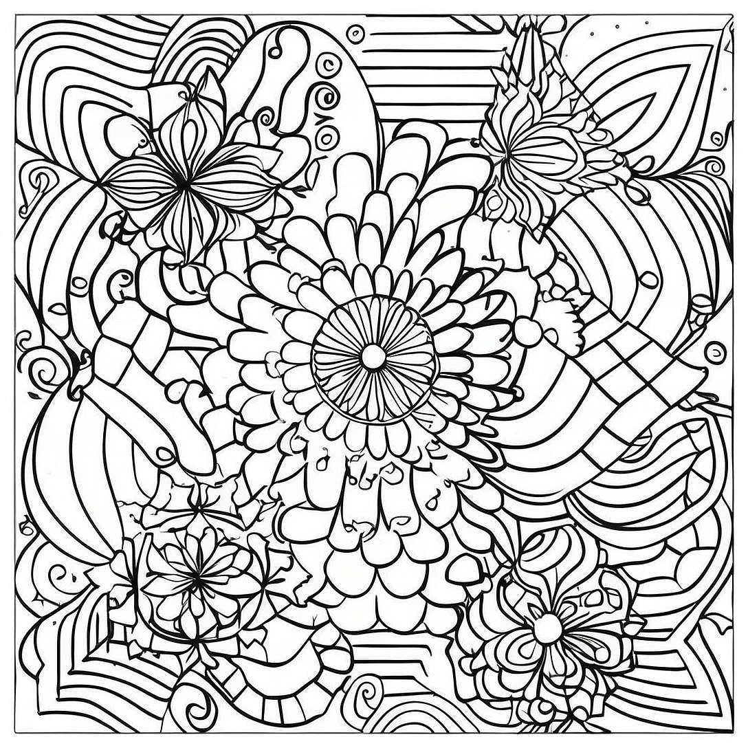 Op Art Geometric Patterns Coloring Page | Op Art coloring page