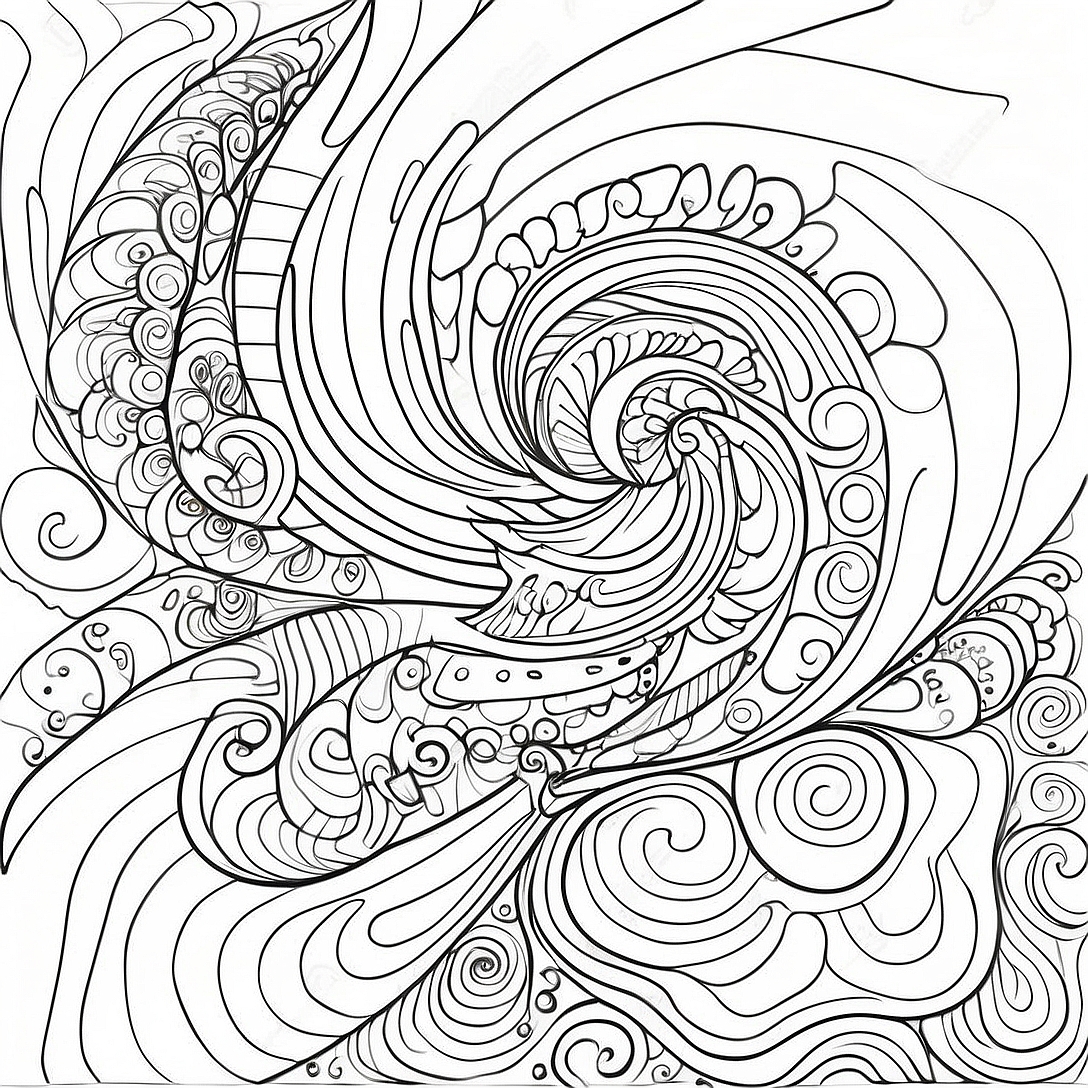 Colorful Op Art Swirls Coloring Page | Op Art coloring page