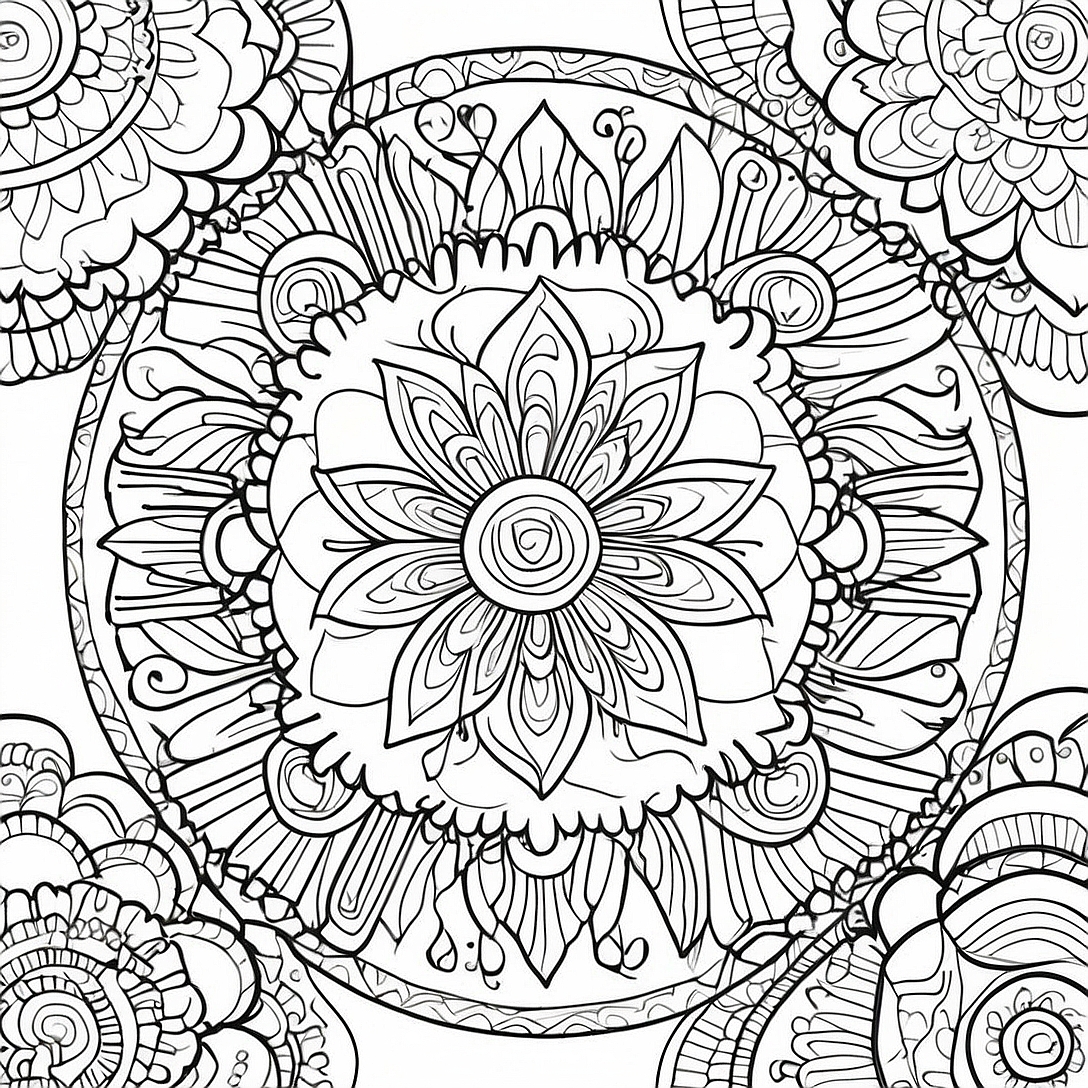 Intricate Rose Mandala Coloring Page | Roses for Adults coloring page
