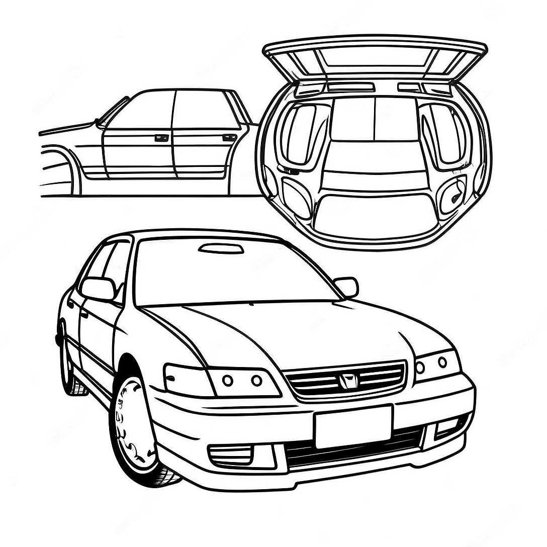 Honda Accord Classic Model Coloring Page | Honda Accord coloring page