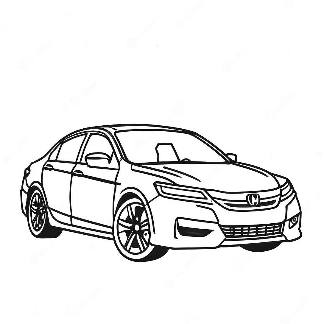 Honda Accord Sporty Design Coloring Page | Honda Accord coloring page