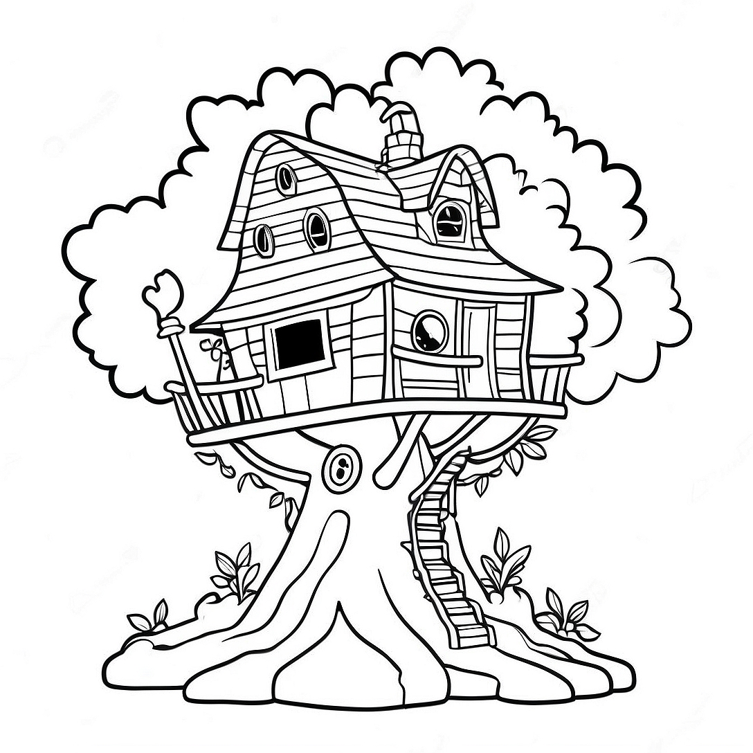 Adventurous Magic Treehouse Coloring Page | Magic Treehouse coloring page