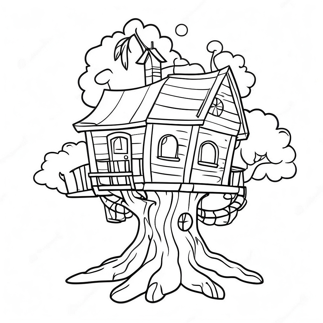 Adventurous Magic Treehouse Coloring Page | Magic Treehouse coloring page