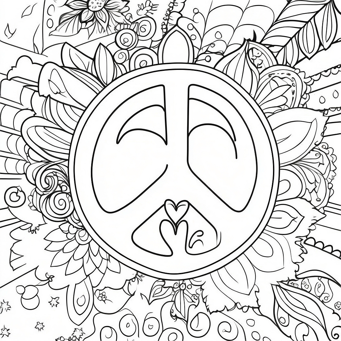 Peace and Love Coloring Page | Peace and Love coloring page