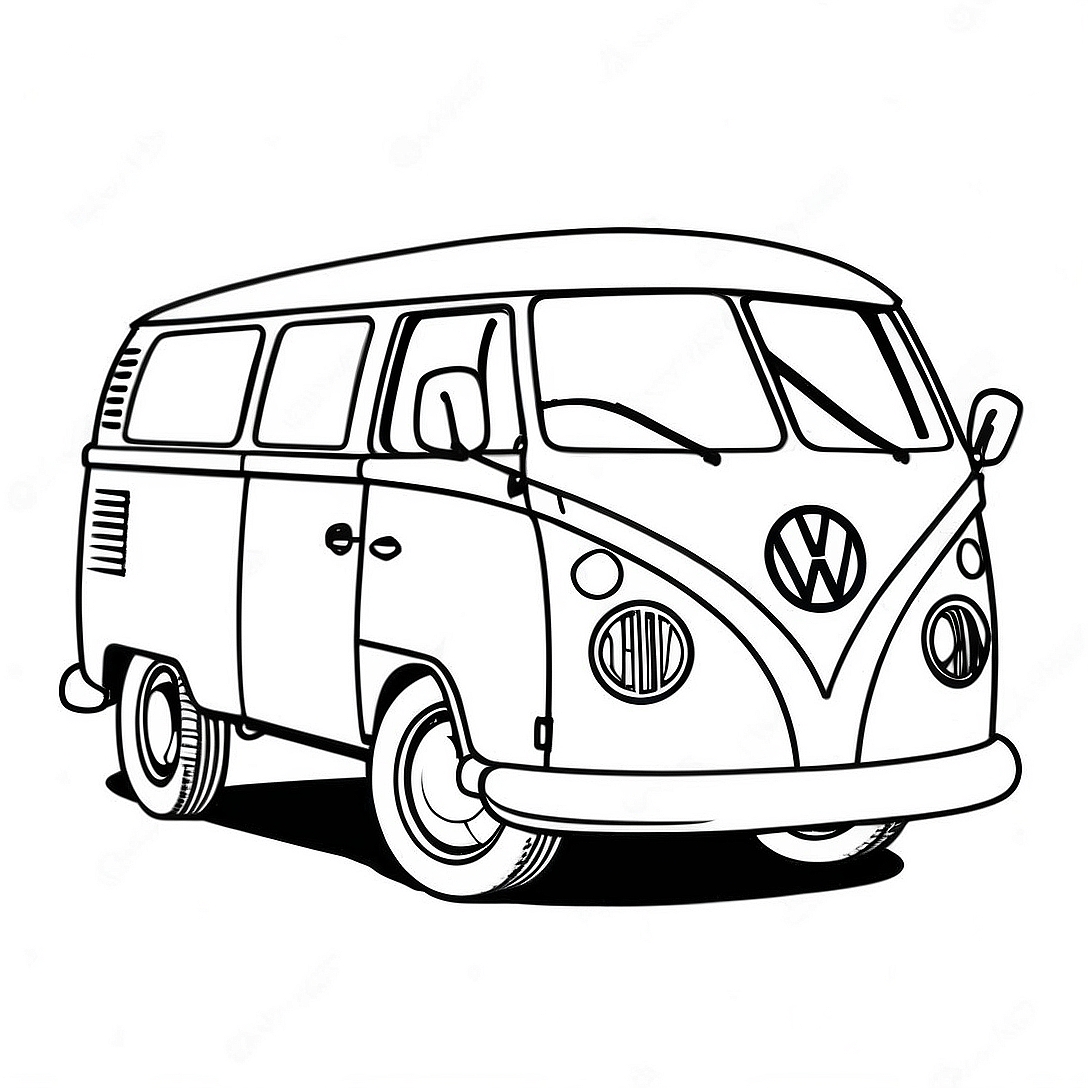 Volkswagen Van Classic Coloring Page | Volkswagen Van coloring page