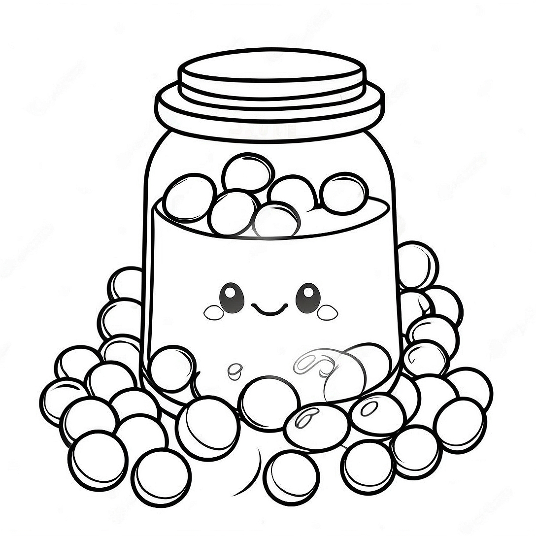 Colorful Skittles Candy Jar Coloring Page | Skittles coloring page