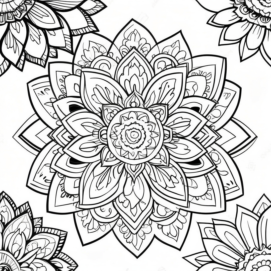 Lotus Flower Mandala Coloring Page | Lotus for Adults coloring page