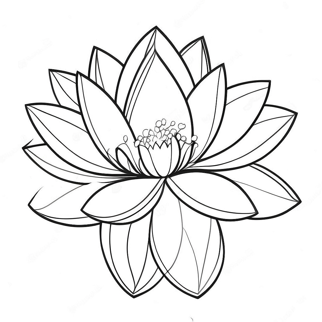 Elegant Lotus Blossom Coloring Page | Lotus for Adults coloring page