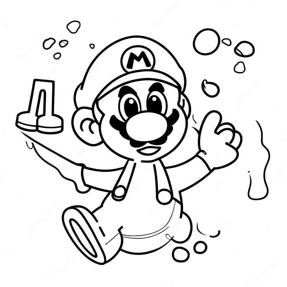 Cool Ice Mario Adventure Coloring Page | Ice Mario coloring page
