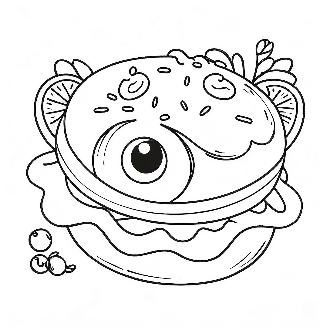 Cute Food with Eyes Coloring Page | Food with Eyes coloring page