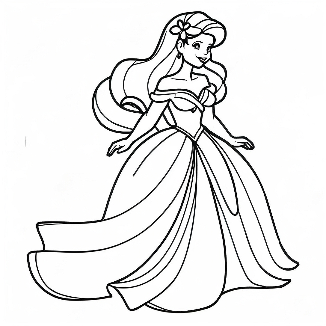 Ariel Dress Coloring Page | Ariel Dress coloring page