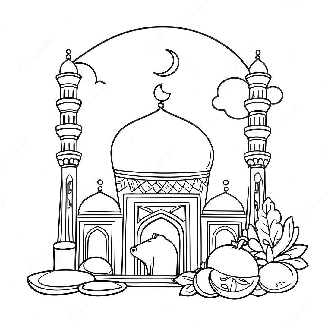 Eid Al Adha Festive Celebration Coloring Page | Eid Al Adha coloring page