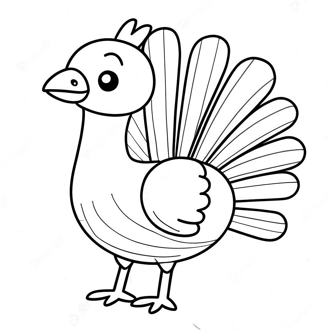 Simple Cute Turkey Coloring Page | Simple Cute Turkey coloring page