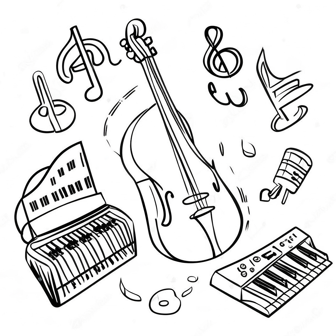 Musical Instruments Coloring Page | Sound coloring page