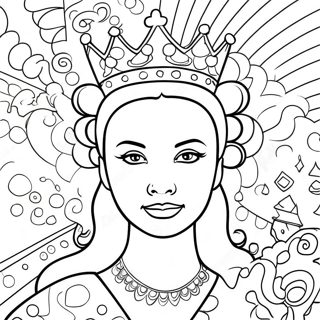 Colorful Queen Graffiti Art Coloring Page | Queen Graffiti coloring page