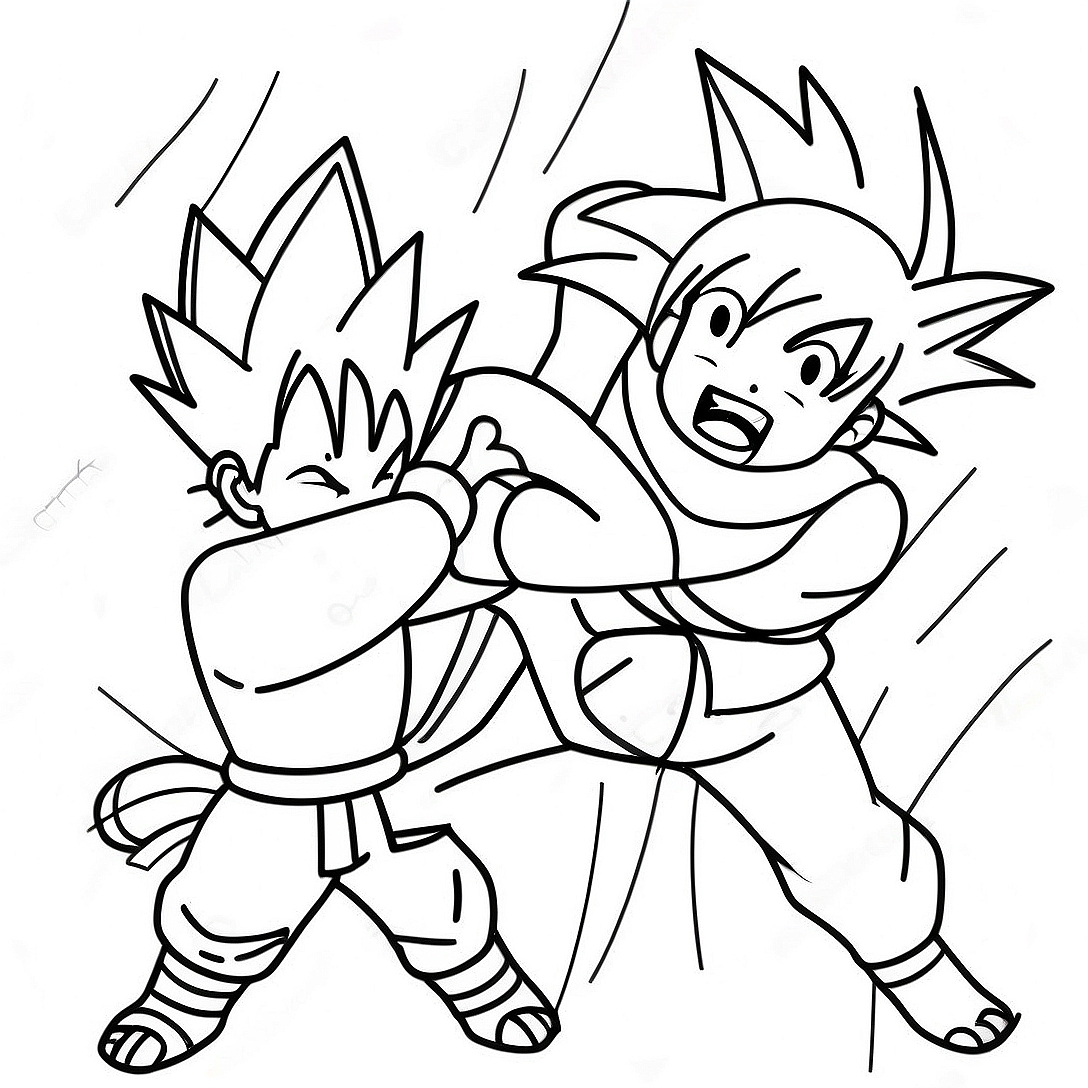 Goku vs Naruto Epic Battle Coloring Page | Goku vs Naruto coloring page