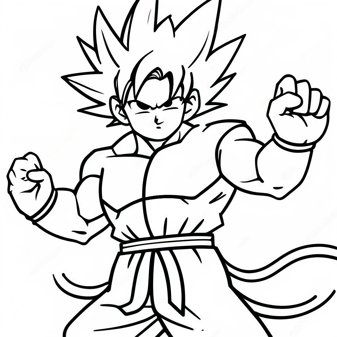 Goku Powering Up Coloring Page | Goku vs Naruto coloring page