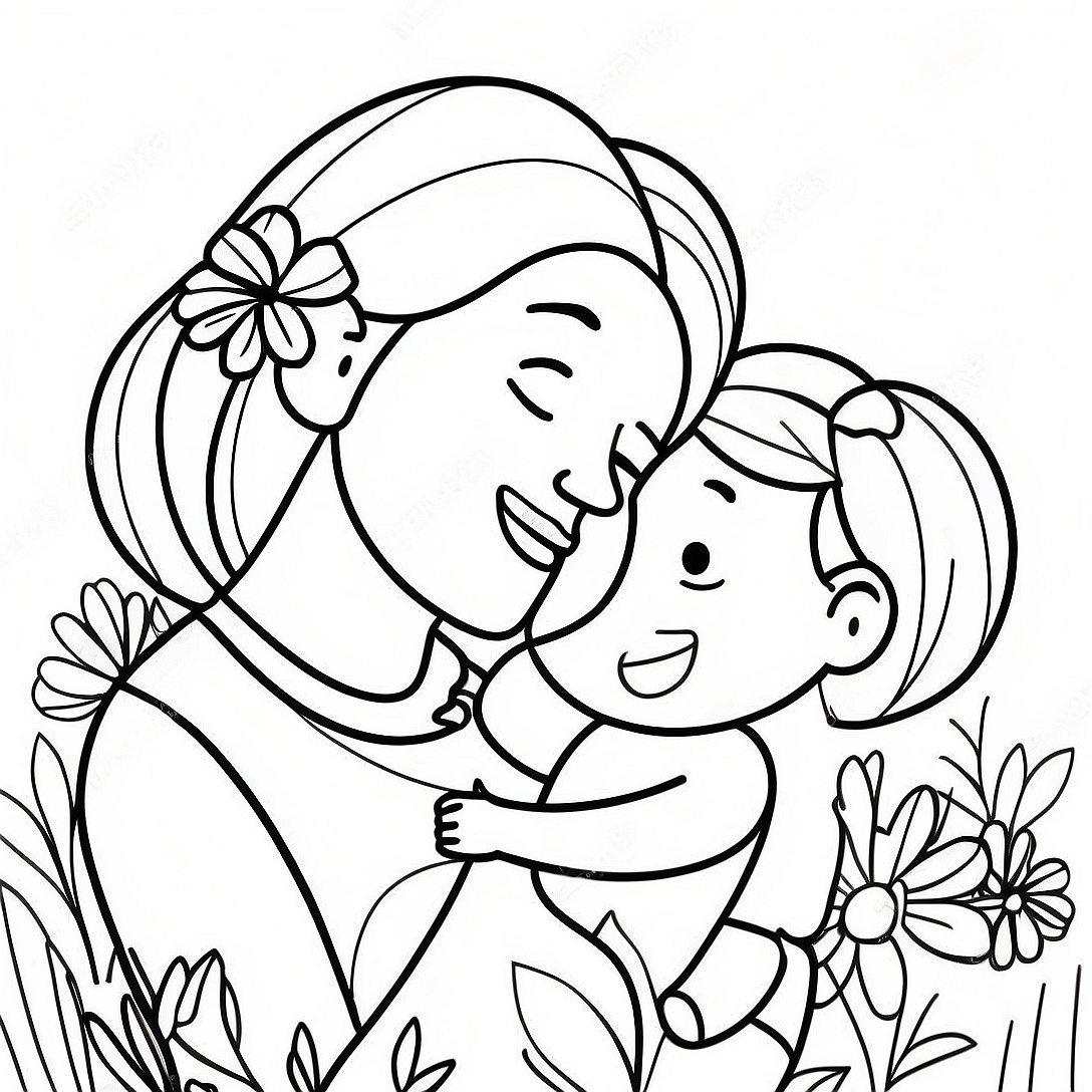 Mothers Day Heartwarming Coloring Page | Mothers Day Print Out coloring page