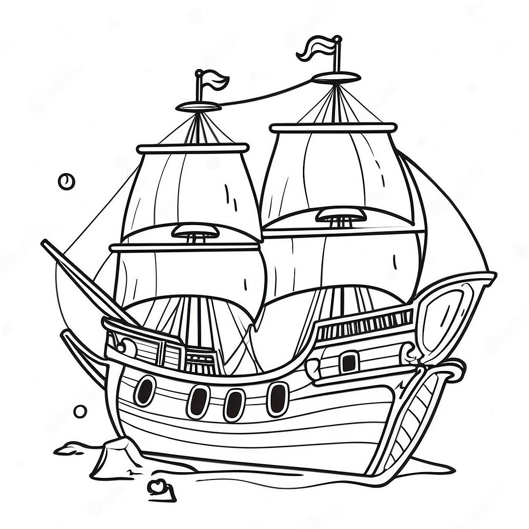 Pirate Ship Adventure Coloring Page | Pirate Ship coloring page