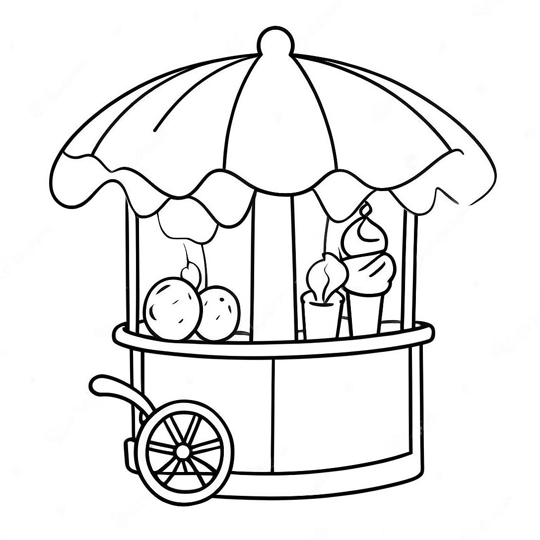 Colorful Cotton Candy Stand Coloring Page | Fair Food coloring page