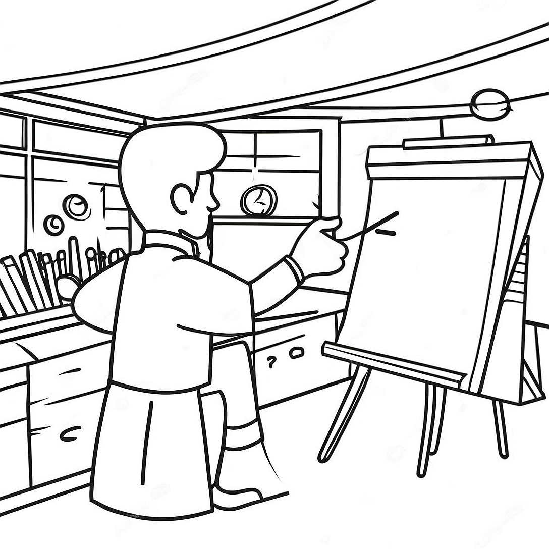 Creative Teacher in the Classroom Coloring Page | Best Teacher Ever coloring page