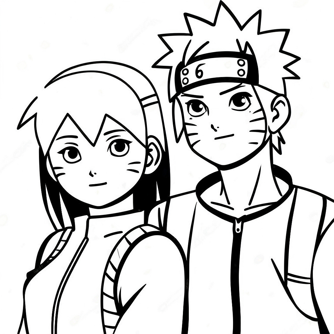 Naruto and Hinata Coloring Page | Naruto and Hinata coloring page