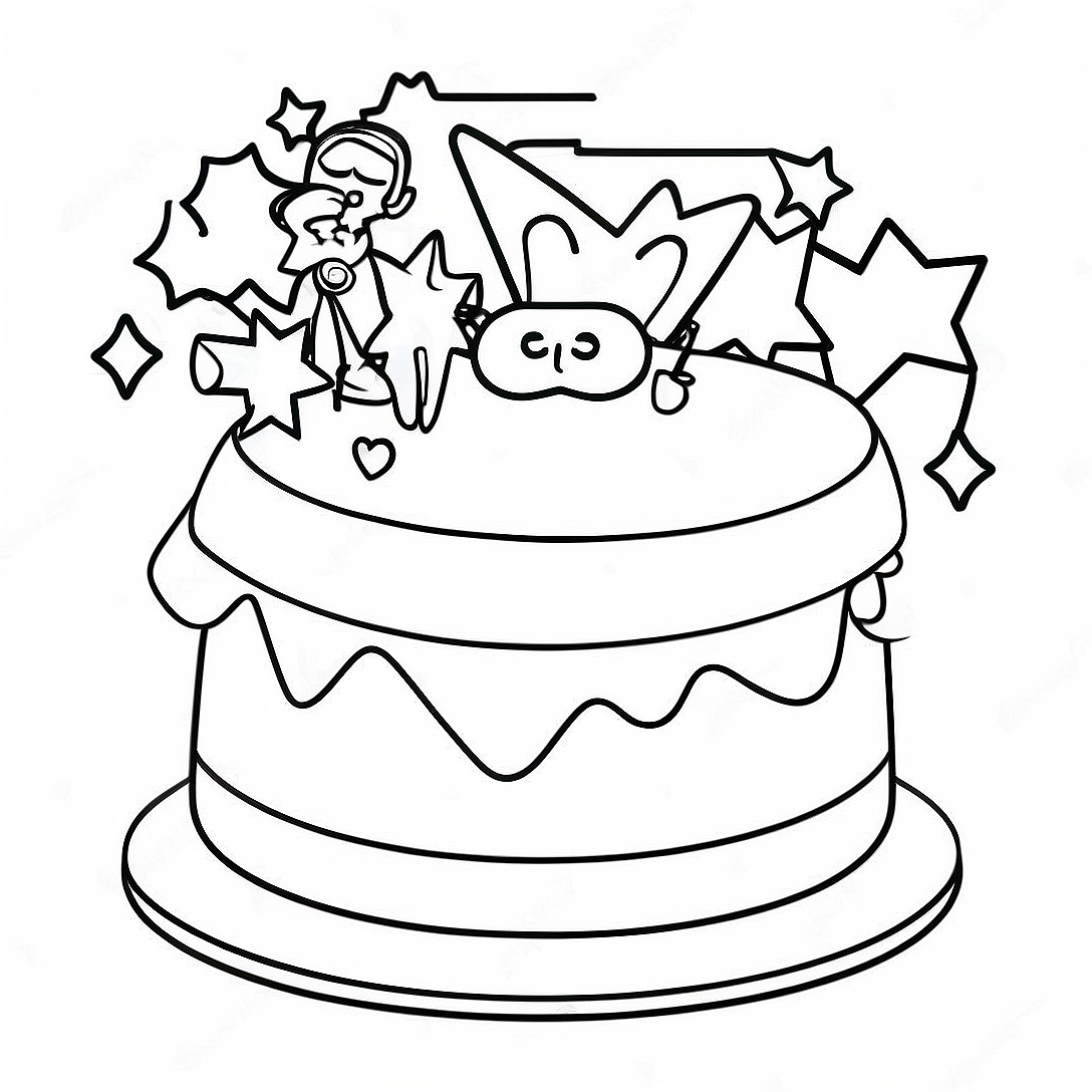 Colorful Superhero Cake Coloring Page | Superhero Birthday coloring page