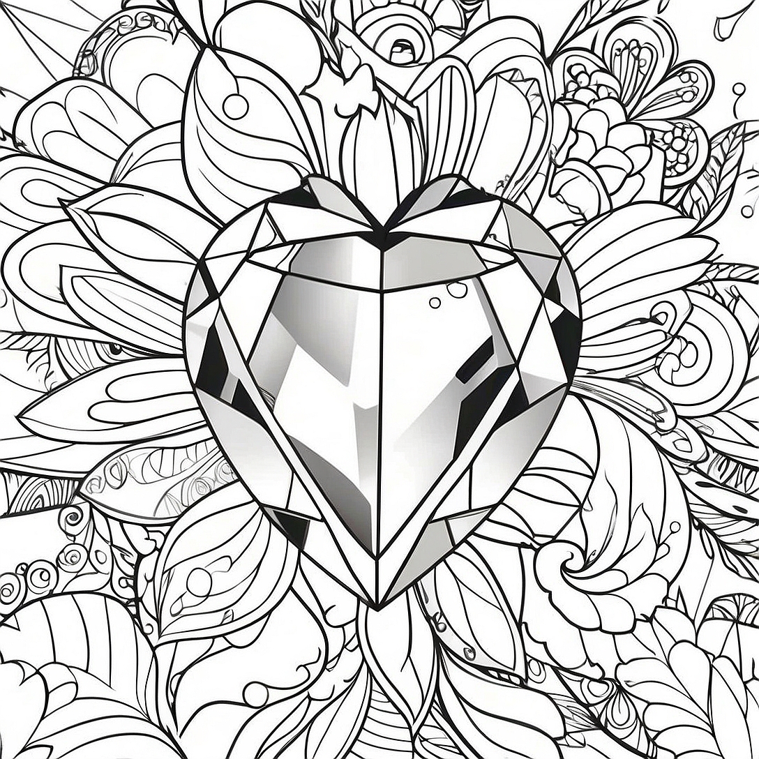 Sparkling Gemstone Coloring Page | Crystal coloring page