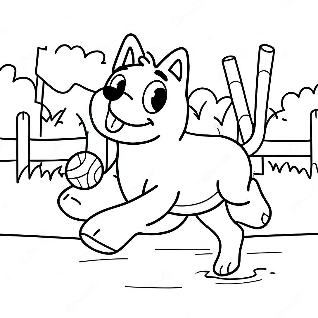 Sandlot Dog Chasing Ball Coloring Page | Sandlot coloring page