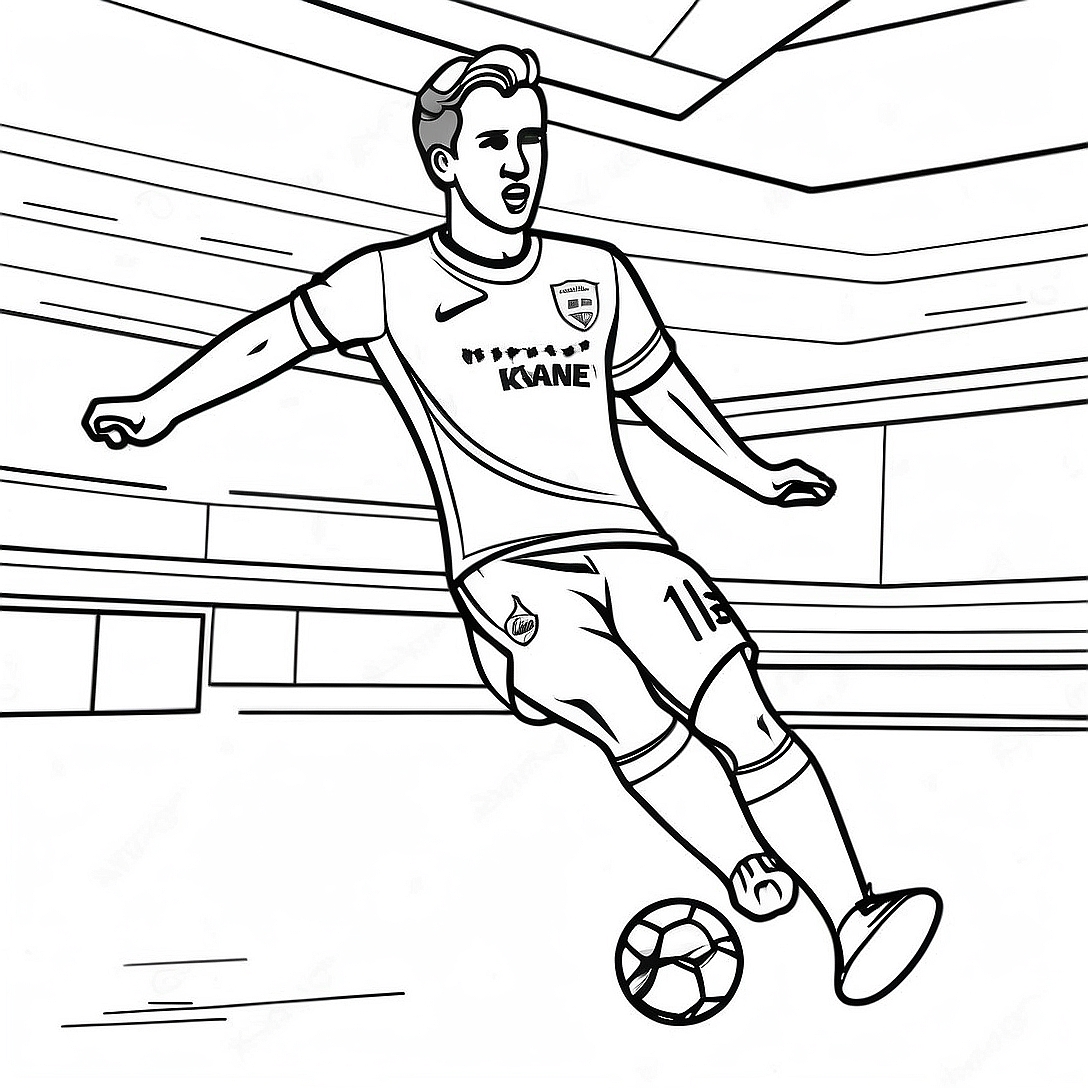 Harry Kane Scoring a Goal Coloring Page | Harry Kane coloring page