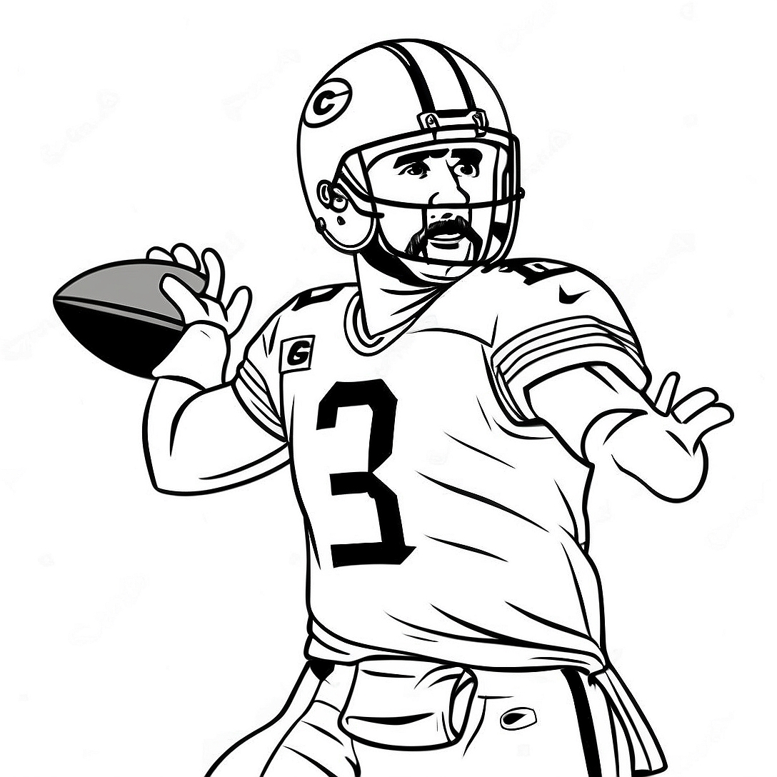 Aaron Rodgers Throwing a Pass Coloring Page | Aaron Rodgers coloring page