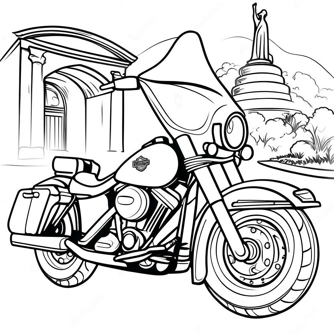 Harley Davidson Motorcycle Coloring Page | Harley coloring page
