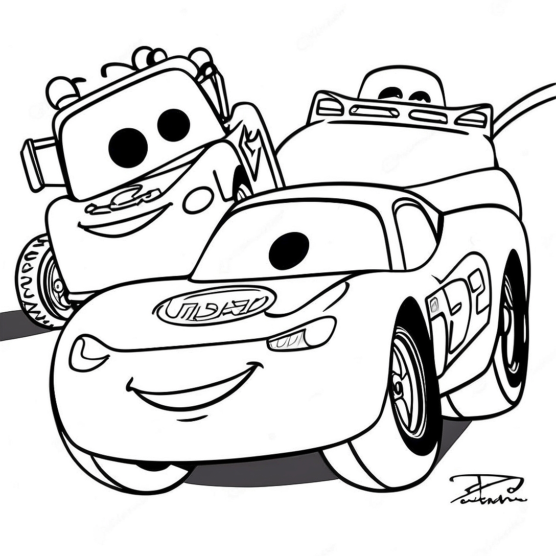 Lightning McQueen with Friends Coloring Page | Cars 3 Lightning McQueen coloring page
