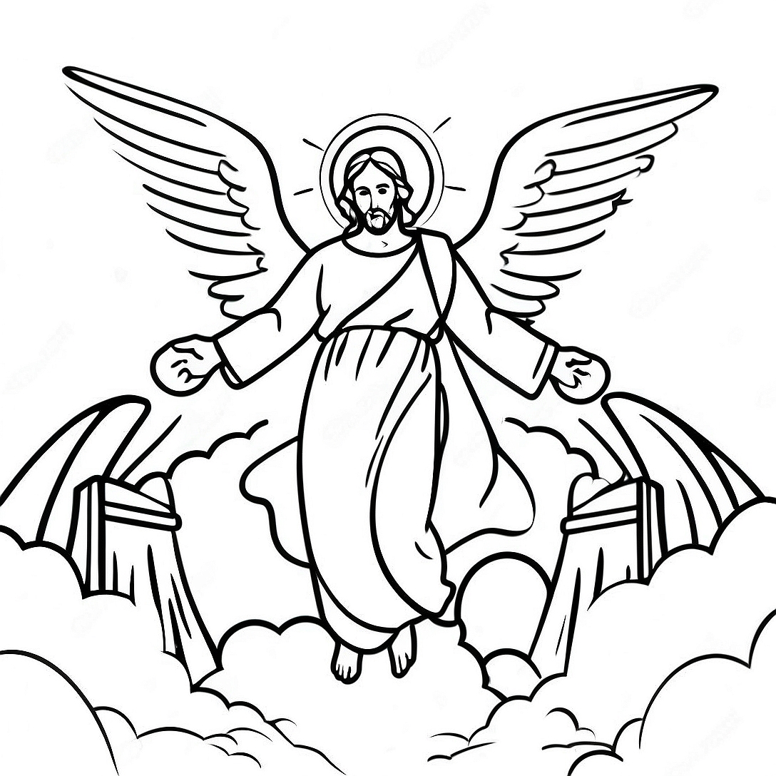 Angelic Resurrection Scene Coloring Page | Resurrection Empty Tomb coloring page